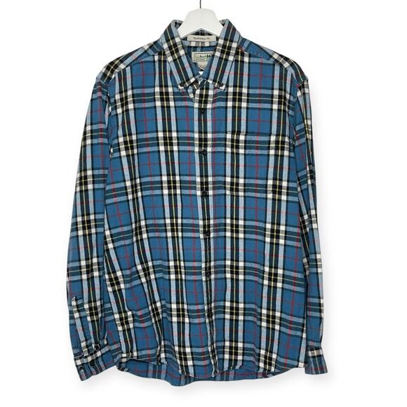 L.L. Bean Flannel Shirt Blue Traditional Fitted Plaid Button Down Men’s Size Med - Picture 1 of 8